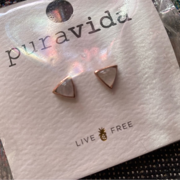 Pura Vida Jewelry Brand New Pura Vida Moonstone Triangle Stud